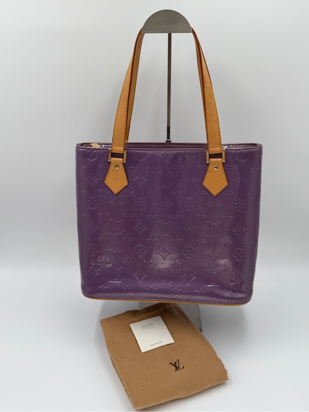 💜Louis Vuitton Houston Purple Vernis Leather Tote W/Dust Bag and Entrupy COA💜